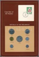 Fülöp-szigetek 1985-1988. 1s-2P (7xklf), Coin Sets of All Nations forgalmi szett felbélyegzett kartonlapon T:1-2 Philippines 1985-1988. 1 Sentimo - 2 Piso (7xdiff) Coin Sets of All Nations coin set on cardboard with stamp C:UNC-XF