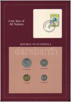 Guatemala 1983-1985. 1c-25c (4xklf), Coin Sets of All Nations forgalmi szett felbélyegzett kartonlapon T:1  Guatemala 1983-1985. 1 Centavo - 25 Centavos (4xdiff) Coin Sets of All Nations coin set on cardboard with stamp C:UNC