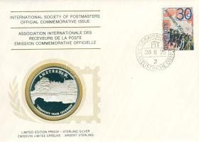 Hollandia 1975. "700 éves Amszterdam" Ag emlékérem érmés, bélyeges borítékon T:PP