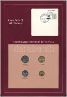 Guyana 1982-1985. 1c-25c (4xklf), Coin Sets of All Nations forgalmi szett felbélyegzett kartonlapon T:1  Guyana 1982-1985. 1 Cent - 25 Cents (4xdiff) Coin Sets of All Nations coin set on cardboard with stamp C:UNC