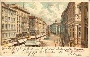 1900 Wien, Vienna, Bécs; Graben / street view. litho (Rb)