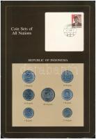 Indonézia 1970-1979. 1R-100R (7xklf), Coin Sets of All Nations forgalmi szett felbélyegzett kartonlapon T:1 Indonesia 1970-1979. 1 Rupiah - 100 Rupiah (7xdiff) Coin Sets of All Nations coin set on cardboard with stamp C:UNC
