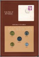 Dél-Korea 1971-1983. 1W-100W (5xklf), Coin Sets of All Nations forgalmi szett felbélyegzett kartonlapon T:1  South Korea 1971-1983. 1 Won - 100 Won (5xdiff) Coin Sets of All Nations coin set on cardboard with stamp C:UNC