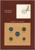 Libanon 1975-1981. 5p-1P (5xklf) Coin Sets of All Nations forgalmi szett felbélyegzett kartonlapon T:1 Libanon 1975-1981. 5 Piastres - 1 Pound (5xdiff) Coin Sets of All Nations coin set on cardboard with stamp C:UNC