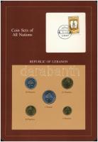 Libanon 1975-1981. 5p-1P (5xklf) Coin Sets of All Nations forgalmi szett felbélyegzett kartonlapon T:1 Libanon 1975-1981. 5 Piastres - 1 Pound (5xdiff) Coin Sets of All Nations coin set on cardboard with stamp C:UNC