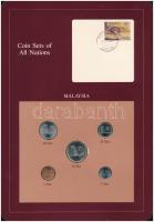 Malajzia 1981-83. 1S - 50S (5xklf), Coin Sets of All Nations forgalmi szett felbélyegzett kartonlapon T:1 Malaysia 1981-83. 1 Sen - 50 Sen (5xdiff) Coin Sets of All Nations coin set on cardboard with stamp C:UNC