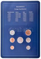 Mauritius 1978. 1c - 1R (7xklf), Coin Sets of All Nations forgalmi szett felbélyegzett kartonlapon T:1,1-  Mauritius 1978. 1 Cent - 1 Rupee (7xdiff) Coin Sets of All Nations coin set on cardboard with stamp C:UNC,AU