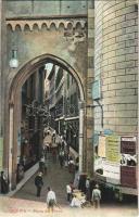 Genova, Genoa; Porta dei Vacca / gate, street view, advertisements