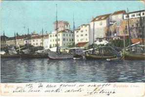 1904 Split, Spalato; Il Porto / Luka / port, boats (kopott sarkak / worn corners)