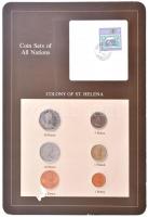 Szent Ilona 1984. 1P - 1Ł (6xklf), Coin Sets of All Nations forgalmi szett felbélyegzett kartonlapon T:1-  St. Helena 1984. 1 Penny - 1 Pound (6xdiff) Coin Sets of All Nations coin set on cardboard with stamp C:AU