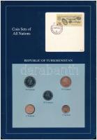 Türkmenisztán 1993. 1t-50t (5xklf), Coin Sets of All Nations forgalmi szett felbélyegzett kartonlapon T:1 Turkmenistan 1993. 1 Tennesi - 50 Tennesi (5xdiff) Coin Sets of All Nations coin set on cardboard with stamp C:UNC
