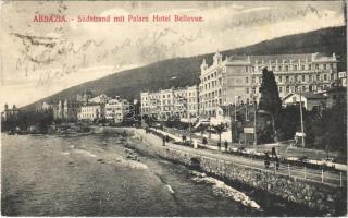 1914 Abbazia, Opatija; Südstrand mit Palace Hotel Bellevue / street view, hotel (EK)
