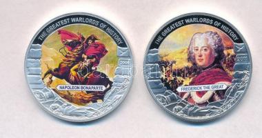 Libéria 2009-2011. 5$ Cu (2xklf) "Nagy Hadvezérek - Bonaparte Napóleon, Nagy Frigyes" multicolor, tanúsítvánnyal T:PP Liberia 2009-2011. 5 Dollars Cu (2xdiff) "The Greatest Warlords of History - Napoleon Bonaparte, Frederick the Great" multicolor, with certificate C:PP