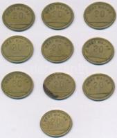 Németország DN "20 Wertmarke" Cu zseton (10x) (25x21mm) T:2,2- Germany ND "20 Wertmar...