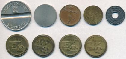 9db-os vegyes bárca és zseton tétel, benne DN "Magyar Posta / Telefon Érme", DN "10 d...