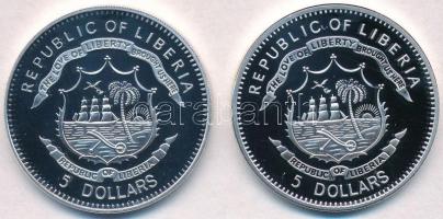 Libéria 2009-2010. 5$ Cu (2xklf) "Nagy Hadvezérek - George Washington, Ulysses S. Grant" m...