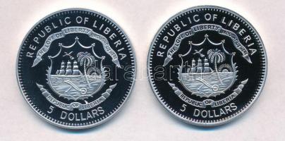 Libéria 2009-2011. 5$ Cu (2xklf) "Nagy Hadvezérek - Savoyai Jenő, Richelieu bíboros" multi...