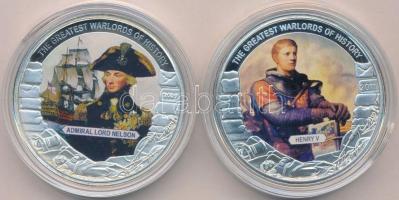Libéria 2009-2011. 5$ Cu (2xklf) "Nagy Hadvezérek - Nelson admirális, V. Henrik" multicolor, tanúsítvánnyal T:PP Liberia 2009-2011. 5 Dollars Cu (2xdiff) "The Greatest Warlords of History - Admiral Lord Nelson, Henry V" multicolor, with certificate C:PP