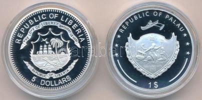 Libéria 2009. 5$ Cu "Nagy Hadvezérek - Attila a hun" multicolor + Palau 2013. 1$ Cu "...