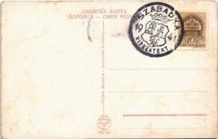 Szabadka, Subotica; Karadjordjev trg / tér, villamos, zsinagóga, üzlet / square, tram, synagogue, sh...