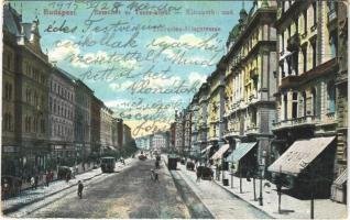 1915 Budapest VII. Erzsébet és Teréz körút, Royal kávéház, villamos (EK)