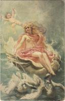 Venus / Erotic nude lady art postcard. T.S.N. S. 4016. Wändgemälde S. II. s: Konstantin Makovsky (EK)