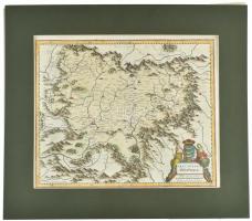 1649 Erdély térképe Janson, Johannes (1729- 1784) - Hondius, Henricus (1597-1651): Transylvania. Utószínezett rézmetszet. Paszpartuban, szép állapotban / Hand colored engraving 340x420 mm
