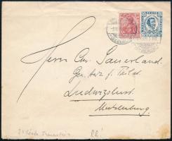 1908 Montenegrói díjjegyes boríték német bélyeggel kiegészítve Berlinből / Montenegro PS-cover with ...