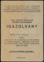 1944 Honvéd kisegítő karhatalmi igazolvány. fényképes