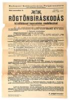 1944. 11. 3. Budapest, statárium bevezetéséről rendelkező plakát. 47x32 cm Sérülésekkel.