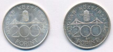 1992-1993. 200Ft Ag "MNB" (2xklf) T:1-,2 Adamo F13