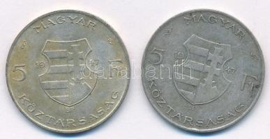 1947. 5Ft Ag "Kossuth" (2x) T:2-,3 patina Adamo F8.1