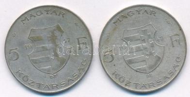 1947. 5Ft Ag "Kossuth" (2x) T: 3 patina Adamo F8.1