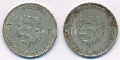 1947. 5Ft Ag "Kossuth" (2x) T: 3 patina Adamo F8.1