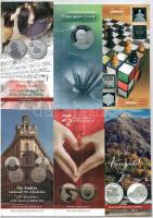 2000-2018. 42db színes MNB tájékoztató emlékpénzekhez, közte több egyforma + 1db izraeli tájékoztató