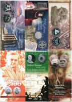 2000-2018. 42db színes MNB tájékoztató emlékpénzekhez, közte több egyforma + 1db izraeli tájékoztató