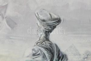 Sebestyén János (1957-): Toronyrepülők. Akril, farost, jelzett, 147×100 cm ( A festmény két darabból...