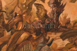 Sebestyén János (1957-): "IDOLS". Akril, farost, jelzett, 122×78 cm