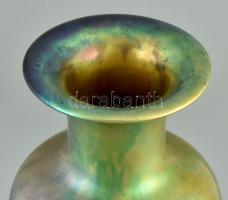 Zsolnay eozin mázas váza, porcelánfajansz. Jelzett. Pécs, 1920 körül. Peremén egy apró hajszálrepedé...