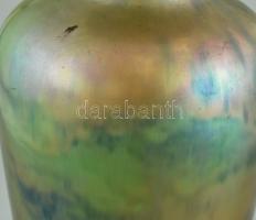 Zsolnay eozin mázas váza, porcelánfajansz. Jelzett. Pécs, 1920 körül. Peremén egy apró hajszálrepedé...