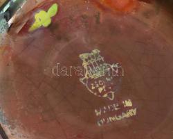 Zsolnay eozin mázas váza, porcelánfajansz. Jelzett. Pécs, 1920 körül. Peremén egy apró hajszálrepedé...