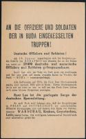 1945 Szovjet propaganda szórólap a Budán rekedt német katonáknak, mely megadásra szólítja őket fel / Soviet propaganda flyer for the German soldiers in Buda