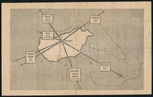 1944/45 Budapest fontosságát hangsúlyozó szövetséges szórólap. Hátoldalán Csonka-Magyarország térkép...