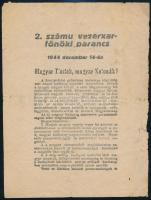 1944.12 .14. 2. sz. vezérkari főnöki parancs az új magyar hadsreg megszervezéséről