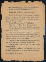 1945. I. 3. Az ideiglenes magyar kormány röplapja a német katonáknak a németek elleni hadüzenetről. ...