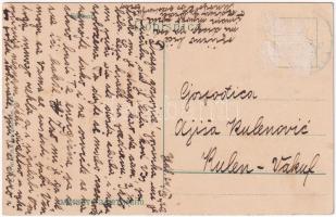 1920 Udbina, Fő tér, templom, üzlet / main square, church, shop (ragasztónyom / gluemark)