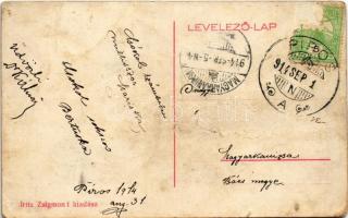 1914 Piros, Rumenka (Újvidék, Novi Sad); községháza, Iritz Zsigmond üzlete és saját kiadása / town h...