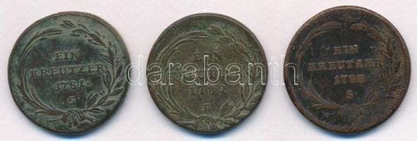 1780S 1kr Cu "Mária Terézia" + 1781S 1kr Cu "II. József" + 1782S 1kr Cu "II...