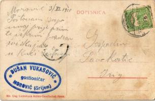 1910 Marót, Morovic; Híd utca, Marko Rosenberg üzlete / street view, shop of Rosenberg (EB)