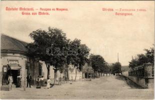 1915 Homokrév, Mokrin; Úri utca, Krajovan Vasza üzlete és saját kiadása / Herrengasse / street and shop